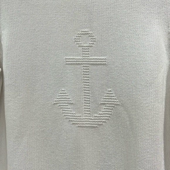 Talbots Nautical White 3/4 Length Sleeve Sweater Size M - Picture 2 of 5